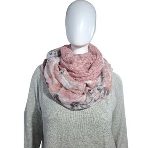 Collectioneighteen Versatile Floral Crochet Pink Infinity Scarf Warm Winter